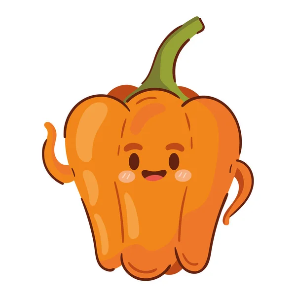 Kawaii Pepper Gemüse Cartoon Icon Isoliert — Stockvektor