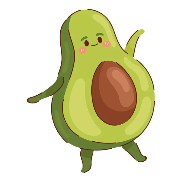Kawaii Avocado Fruit Cartoon Pictogram Geïsoleerd — Stockvector