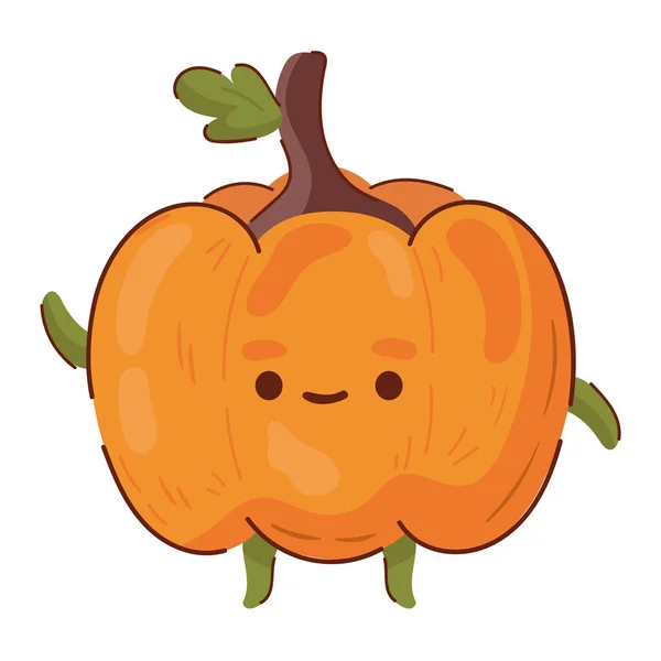 Kawaii Pumpkin Vegetable Cartoon Icon Isolated — Stock Vector