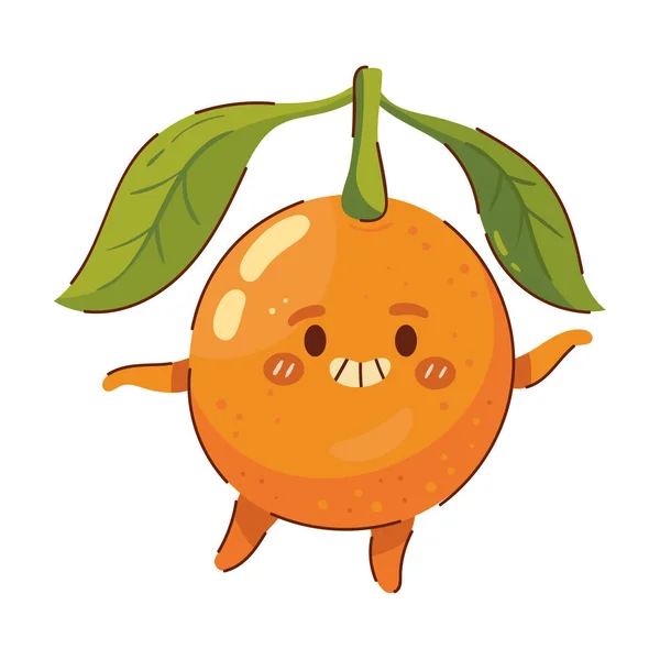 Kawaii Orange Frukt Tecknad Ikon Isolerad — Stock vektor
