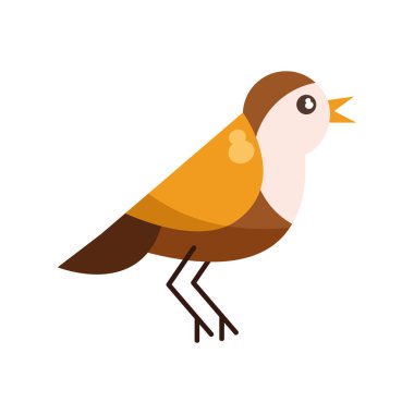 Şirin kuş çizim vektörü izole edildi