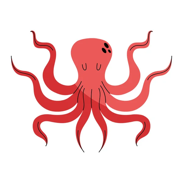Red Octopus Illustration Vector Isolated — Stock Vector
