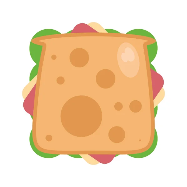 Ham Cheese Sandwich Vector Isolated — Stock Vector