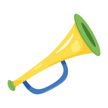 Sarı trompet çizim vektörü izole edildi