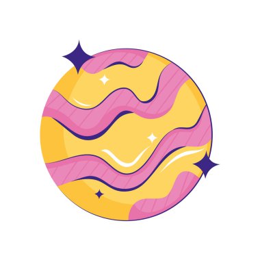 çizgili gezegen tasarımı vektörü izole edildi