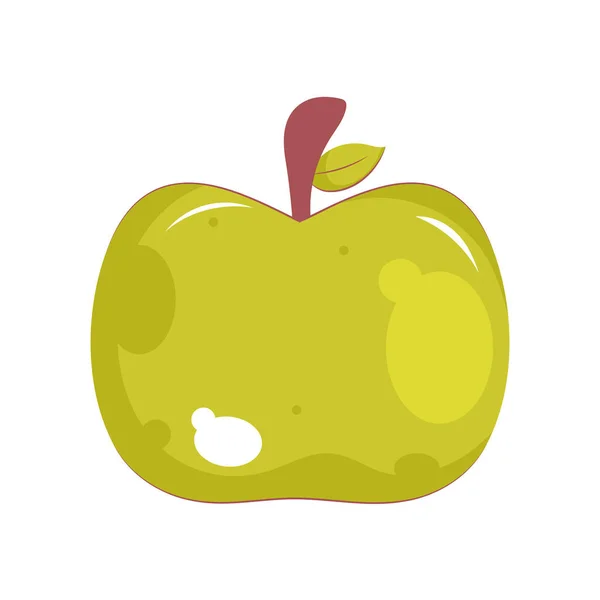 Grüner Apfel Illustration Vektor Isoliert — Stockvektor
