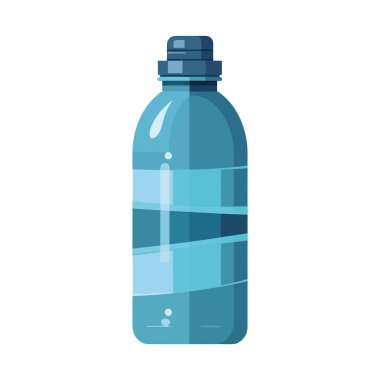 Şeffaf plastik şişe, beyazın üzerinde saf su var.