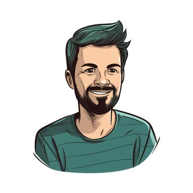 Beyaz giyinmiş, gülen karakterler.