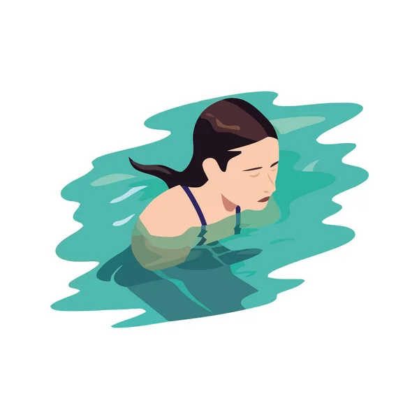 Mulher Roupa Banho Desfrutar Diversão Verão Nadar Sobre Branco —  Vetores de Stock