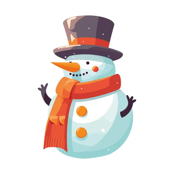 Smiling Snowman Top Hat White — Stock Vector
