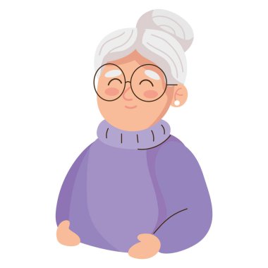 Büyükanne ve büyükbaba günü. Yaşlı büyükanne ikonu izole edilmiş.