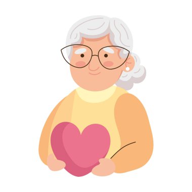 Büyükanne ve büyükbaba günü Kalp ikonu ile izole