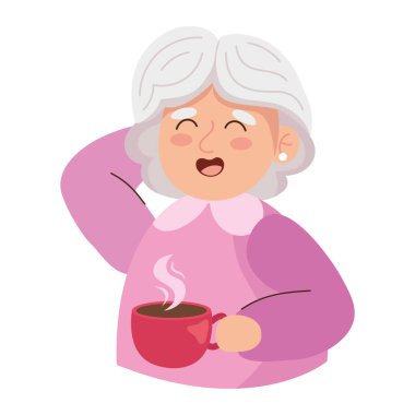 Büyükanne ve büyükanne günü kahve ikonuyla izole edilmiş.