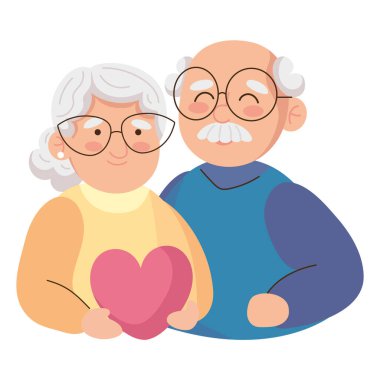Büyükanne ve büyükbaba günü tatlı yaşlı çift ikonu izole
