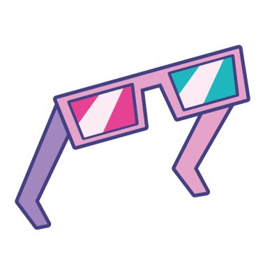 90 'ların pop sanat tarzı 3D gözlük simgesi izole