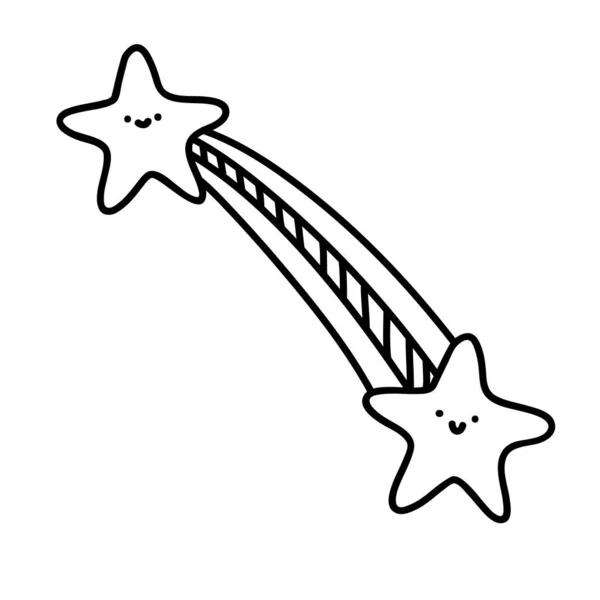Estrella Fugaz Doodle Icono Ilustración Aislada — Vector de stock