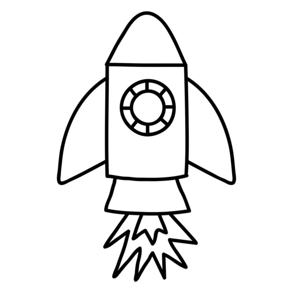 Spaceship Doodle Icon Isolated Illustration — Stock Vector