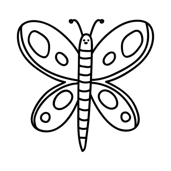 Ikona Motyl Doodle Izolowane Ilustracja — Wektor stockowy