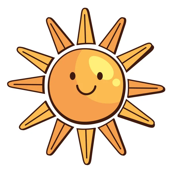 Sun Cute Retro Icon Isolated Retro Icon Isolated — Stock Vector