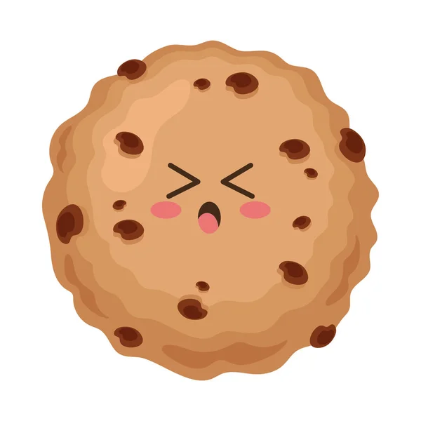 Cookie Kawaii Food Cartoon Icon Isolated — Stock Vector