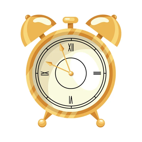 Ícone Alarme Relógio Dourado Isolado — Vetor de Stock