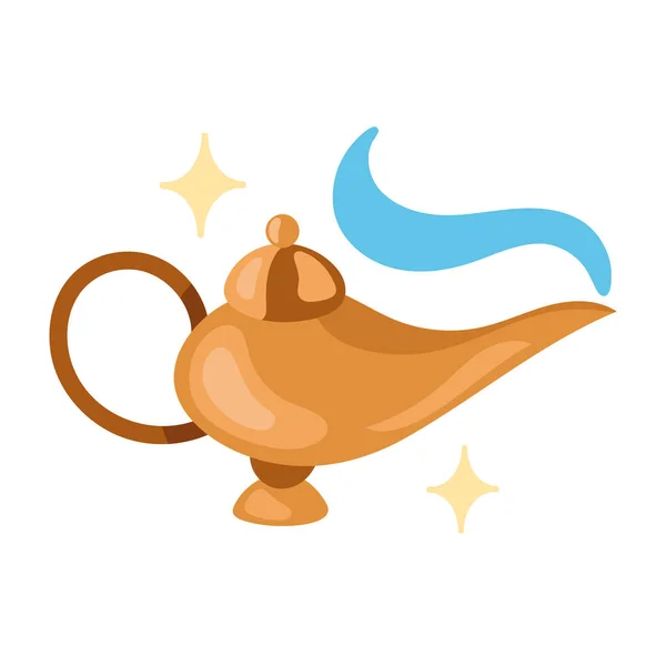 Magic Genie Lamp Fantasy Icon Isolated — Stock Vector