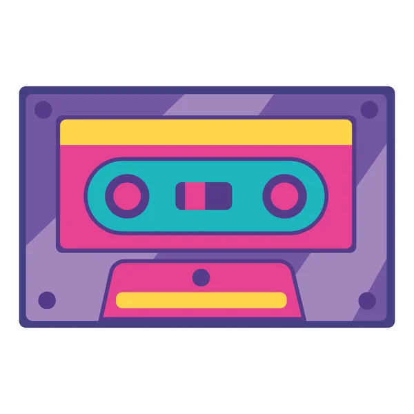 Noventa Pop Arte Estilo Cassette Icono Aislado — Vector de stock