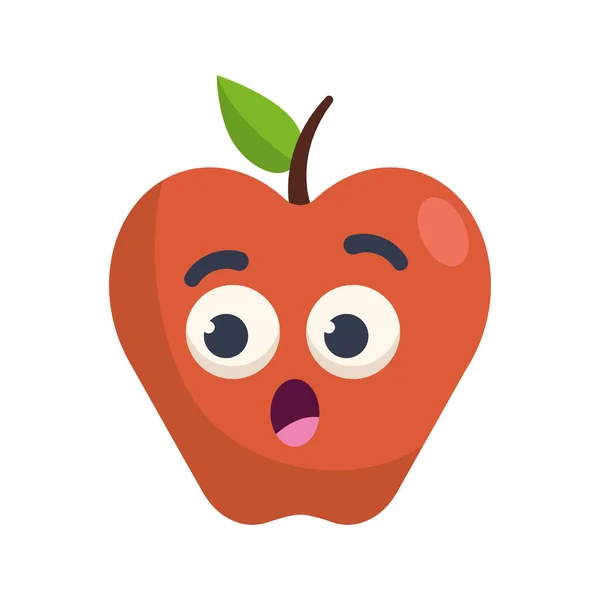 Kawaii Apfelfrucht Symbol Isoliert — Stockvektor