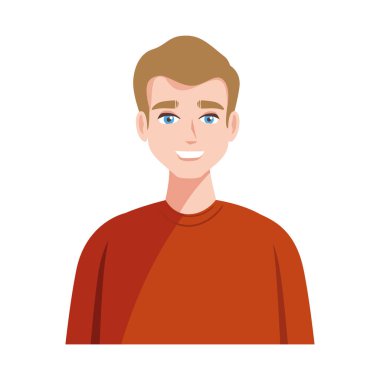 Sarışın adam gülümseyen ikon izole