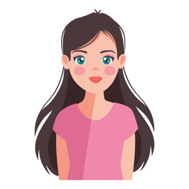 Genç kadın uzun saçlı izole ikon