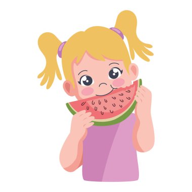 Karpuz yiyen çocuk izole edilmiş simge