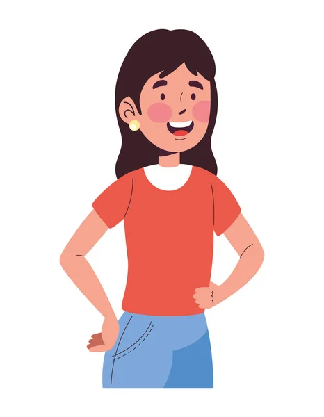 Girl Speaking Character Icon Isolated — Stock Vector