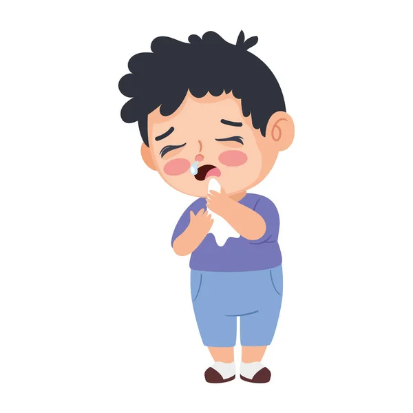 Kind Mit Grippe Isoliert — Stockvektor