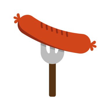 İzole edilmiş bir çatal simgesinde sosis