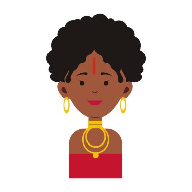 Afro kadın karakter simgesi izole edildi