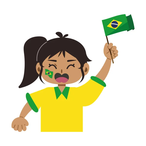 Día Brasil Celebración Chica Feliz Icono Aislado — Archivo Imágenes Vectoriales