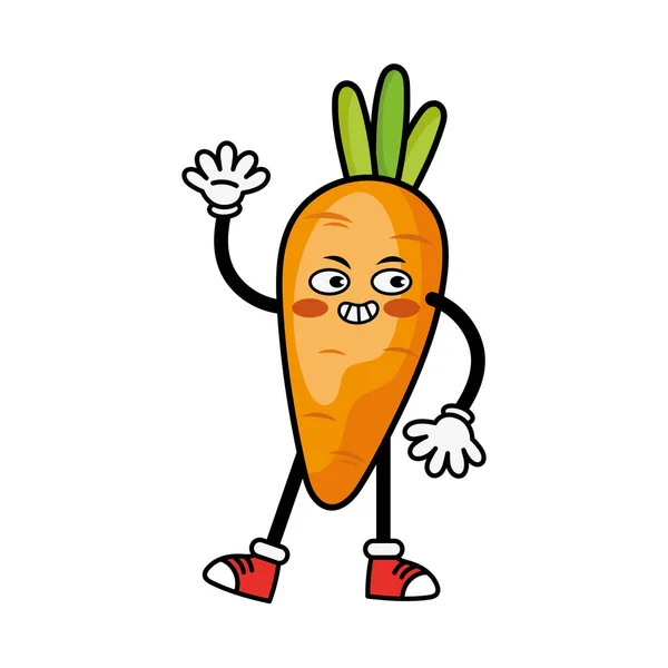 Vegetable Cartoon Character Carrot Icon Isolated — Stock Vector
