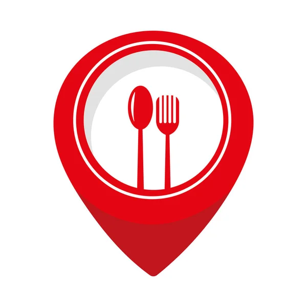 Pin Icon Standort Restaurant Isolierter Vektor — Stockvektor