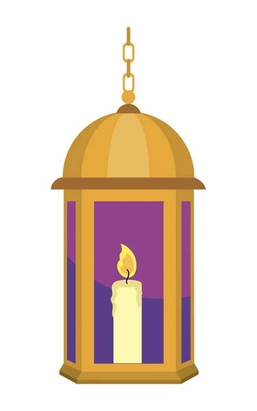 Lampada Dorata Ramadan Icona Religiosa Isolata — Vettoriale Stock