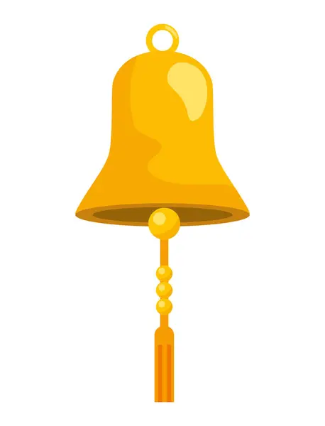 Goldene Glocke Hängt Traditionelle Isolierte Ikone — Stockvektor