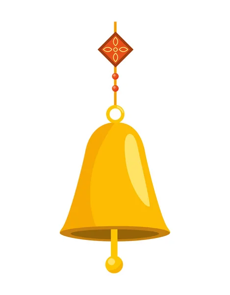 Golden Bell Hanging Classic Isolated Icon — Stock Vector