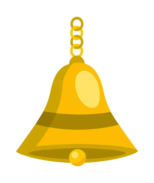 Golden Bell Hanging Metallic Isolated Icon — Stock Vector