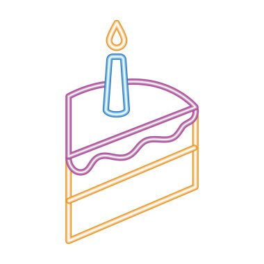 Neon partisi doğum günü pastası tatlı ikonu izole