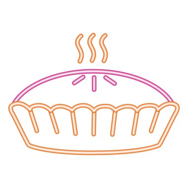 Neon partisi doğum günü pastası taze ikon izole