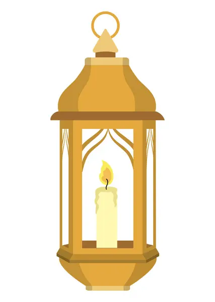 Lampada Dorata Ramadan Icona Arabica Isolata — Vettoriale Stock