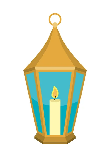 Golden Ramadan Lamp Burning Isolated Icon — Stock Vector