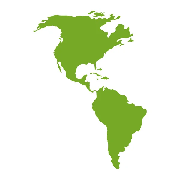 Amerika Térkép Zöld Elszigetelt Ikon — Stock Vector