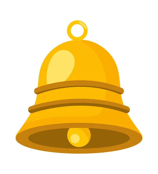 Golden Bell Hanging Bright Isolated Icon — Stock Vector