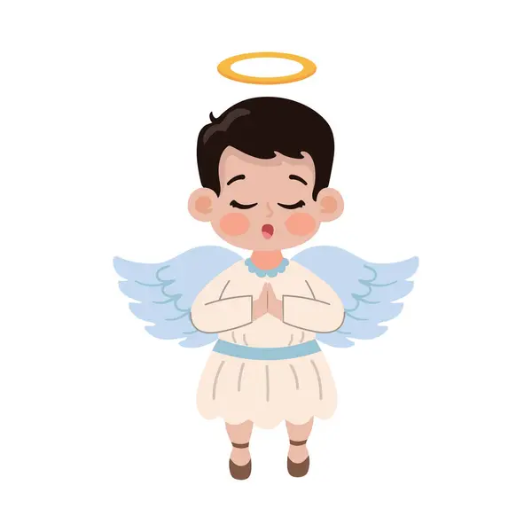 Маленький Ангел Религиозной Иконы Изолированы — стоковый вектор