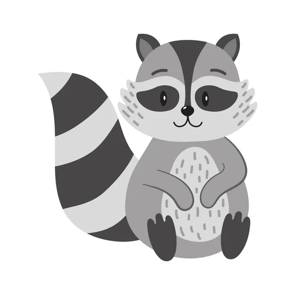 Autumn Season Animal Raccoon Icon Isolated — Stock Vector